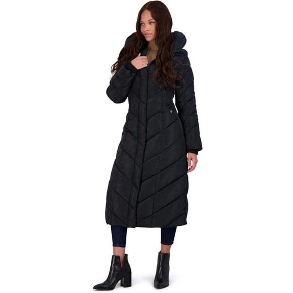 Women's Long Maxi Puffer Coat, Black